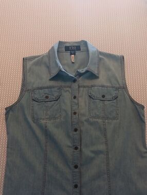 French Dressing Sleeveless Denim Button Up Shirt- Size 10